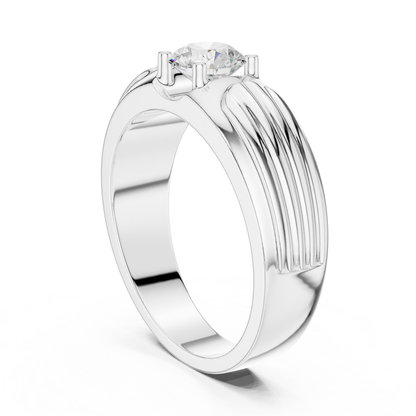 Esteem Gold 75 Cents Round Solitaire Lab Diamond Ring For Men