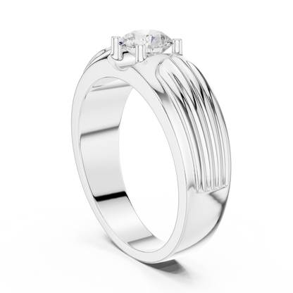Esteem Gold 75 Cents Round Solitaire Lab Diamond Ring For Men