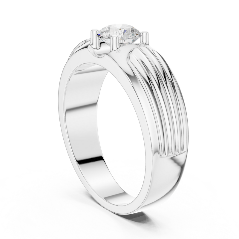 Esteem Gold 75 Cents Round Solitaire Lab Diamond Ring For Men