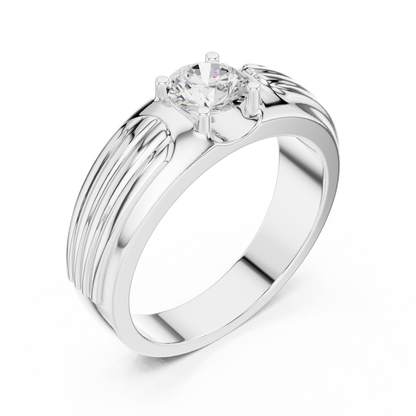 Esteem Gold 75 Cents Round Solitaire Lab Diamond Ring For Men