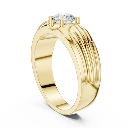 Esteem Gold 75 Cents Round Solitaire Lab Diamond Ring For Men
