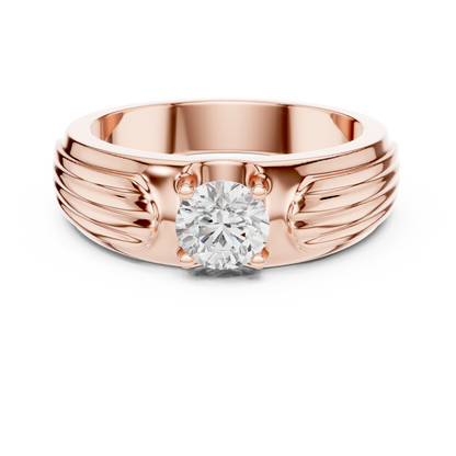 Esteem Gold 75 Cents Round Solitaire Lab Diamond Ring For Men