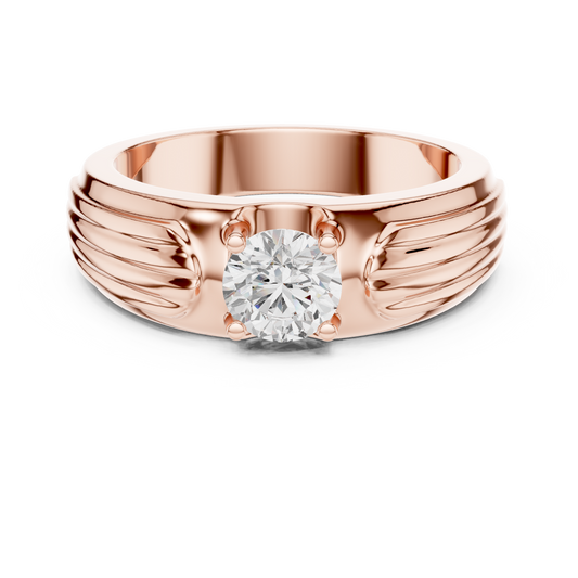 Esteem Gold 75 Cents Round Solitaire Lab Diamond Ring For Men