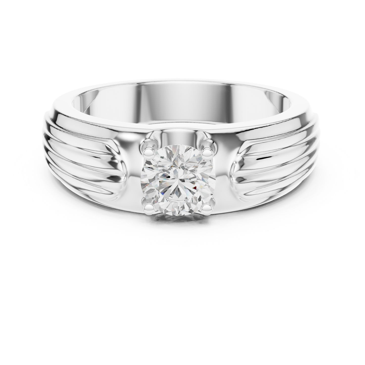 Esteem Gold 75 Cents Round Solitaire Lab Diamond Ring For Men
