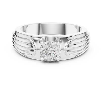 Esteem Gold 75 Cents Round Solitaire Lab Diamond Ring For Men