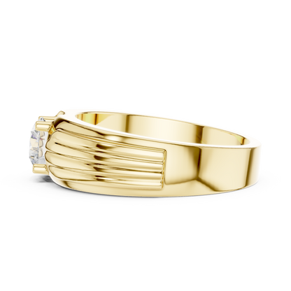 Esteem Gold 75 Cents Round Solitaire Lab Diamond Ring For Men