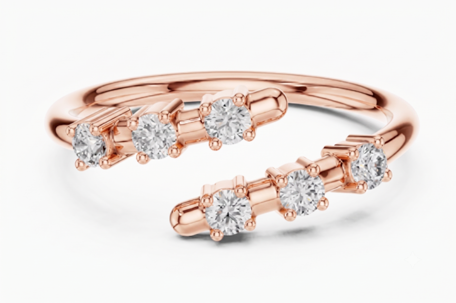 GlimmerGlow 0.21 Ct Round Modern Open Lab Diamond Ring