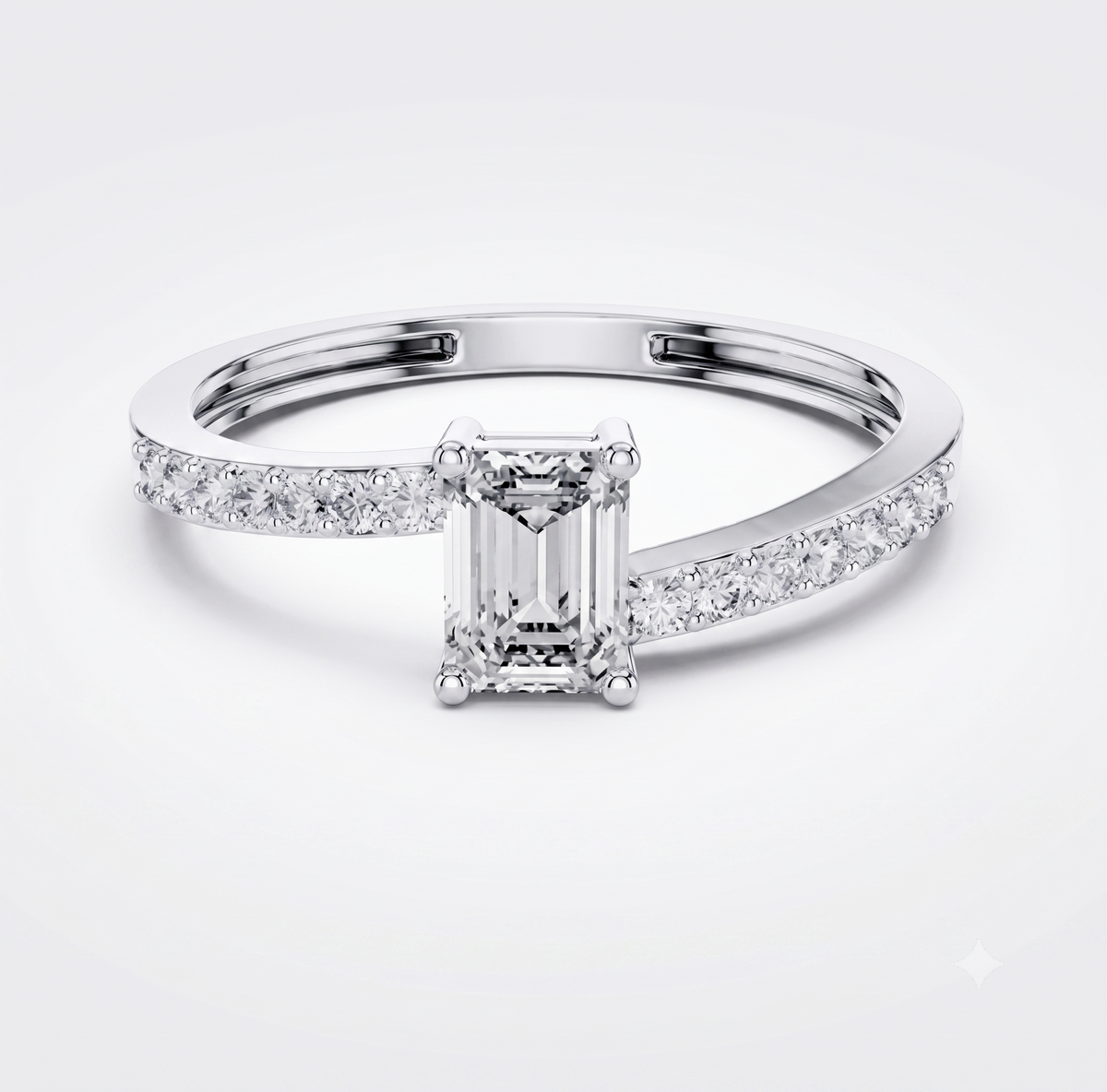 Emerald Shape Lab Diamond Bypass Trendy Ring