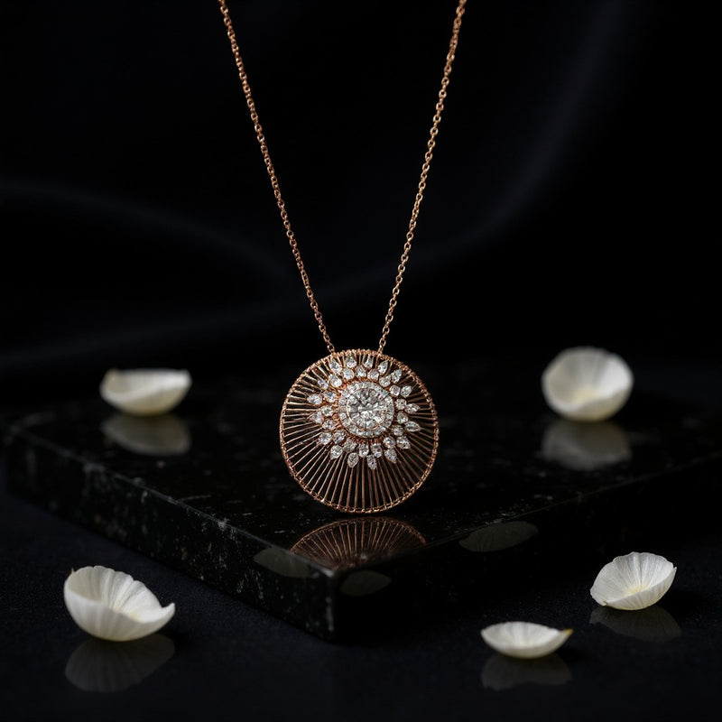 Radiant Medallion Lab Diamond Necklace Set with Earrings