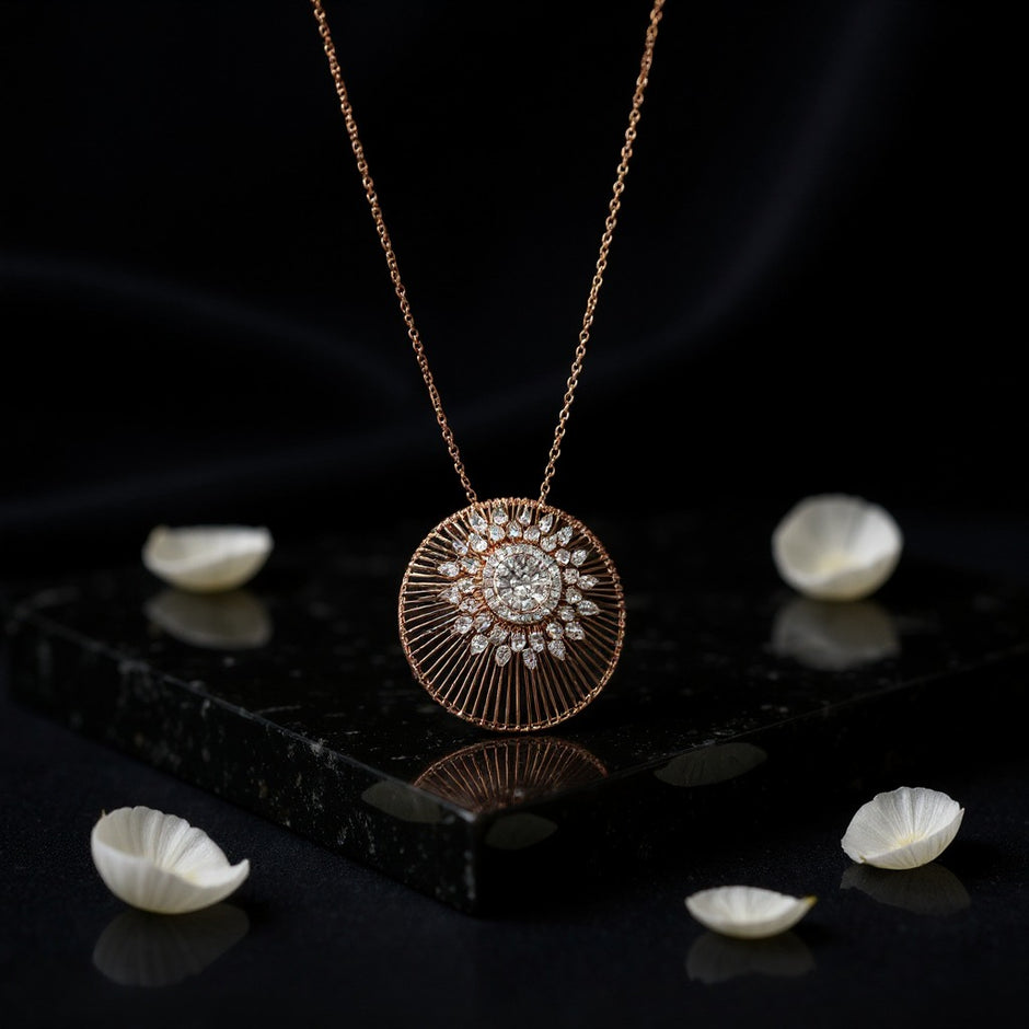 Radiant Medallion Lab Diamond Necklace Set with Earrings