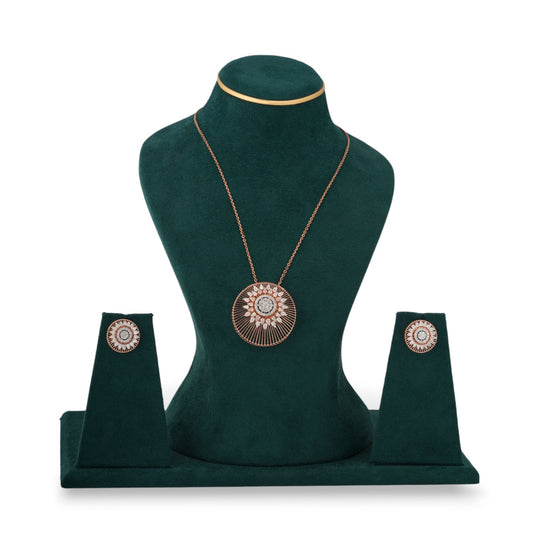 Radiant Medallion Lab Diamond Necklace Set with Earrings