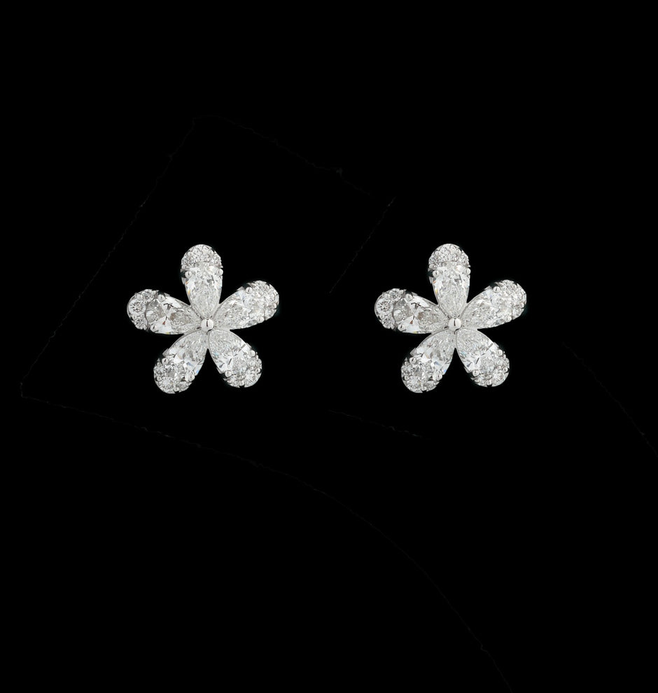 Floral Lab Diamond Stud Earrings