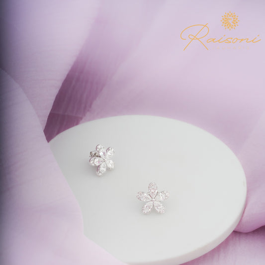 Floral Lab Diamond Stud Earrings