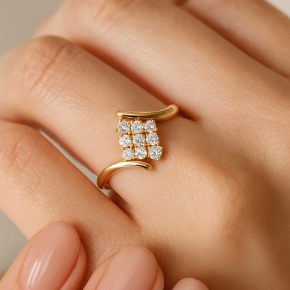 Intricate Sparkle Minimal Bypass Cluster Lab Diamond Ring