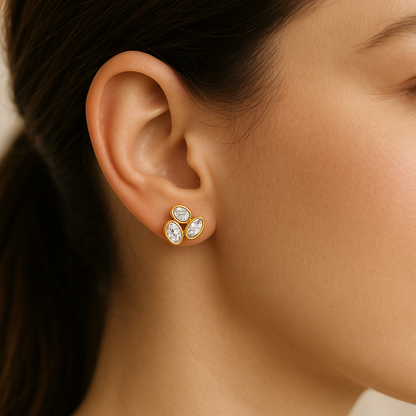Modest Triangular Trio Lab Diamond Stud Earrings