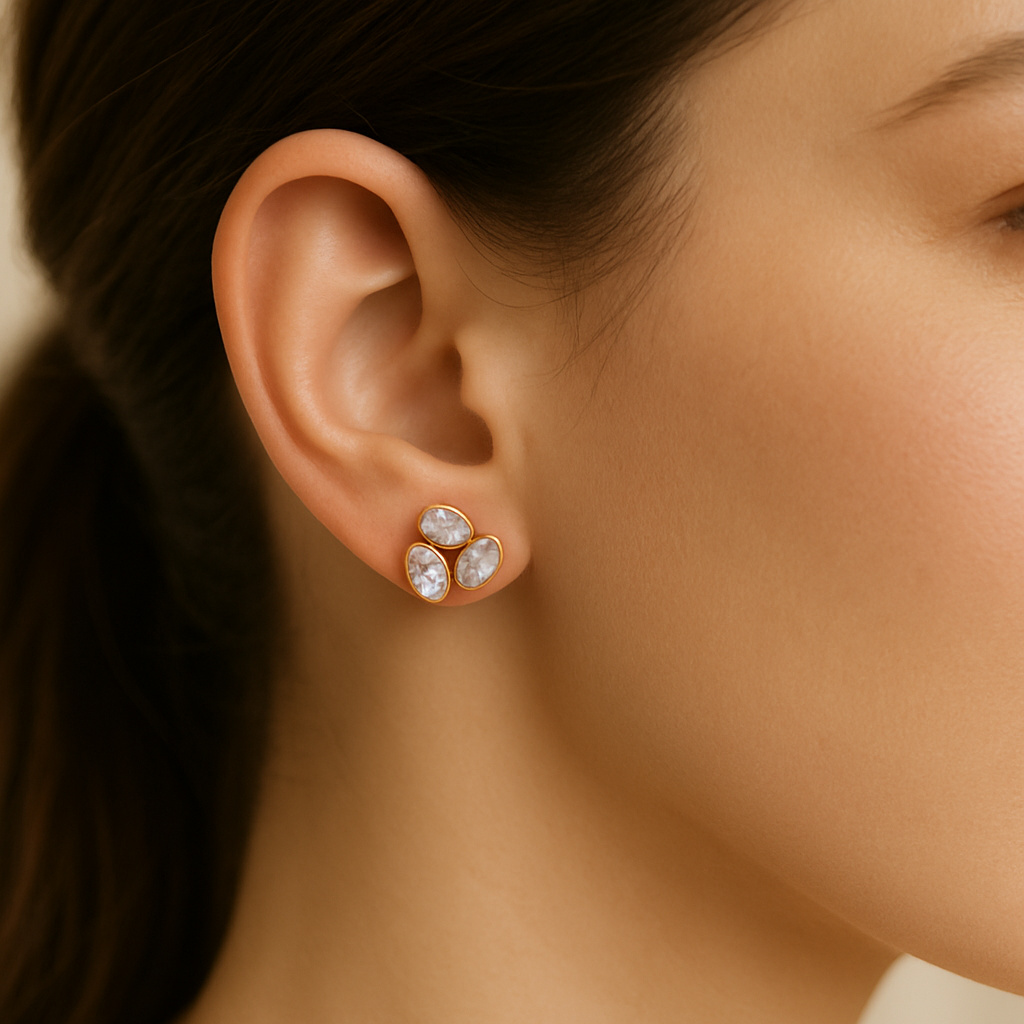Modest Triangular Trio Lab Diamond Stud Earrings