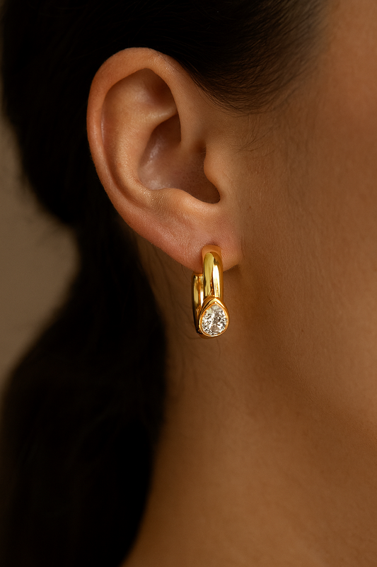Pear Elegance Lab Grown Diamond Huggie Earrings