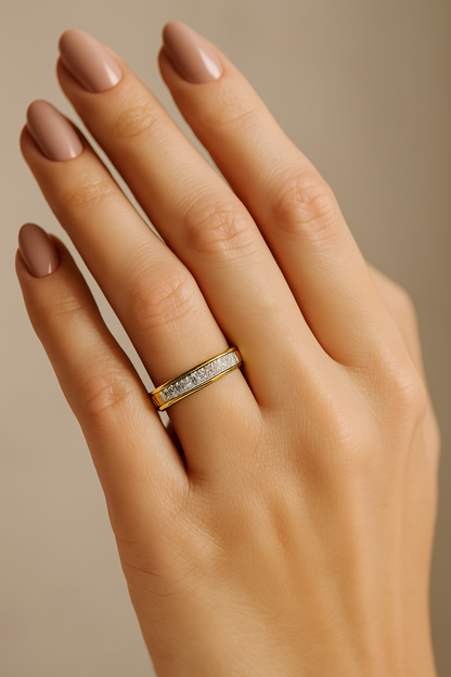Princess Cut Channel Set Half Eternity Ring in 1 Carat Lab Diamond