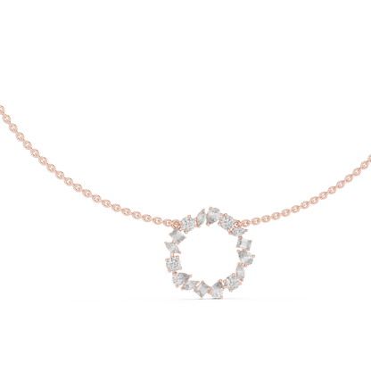 Celestial Circle Necklace with Multi-Shape Lab Grown Diamonds – Luxe Modern Pendant for Women