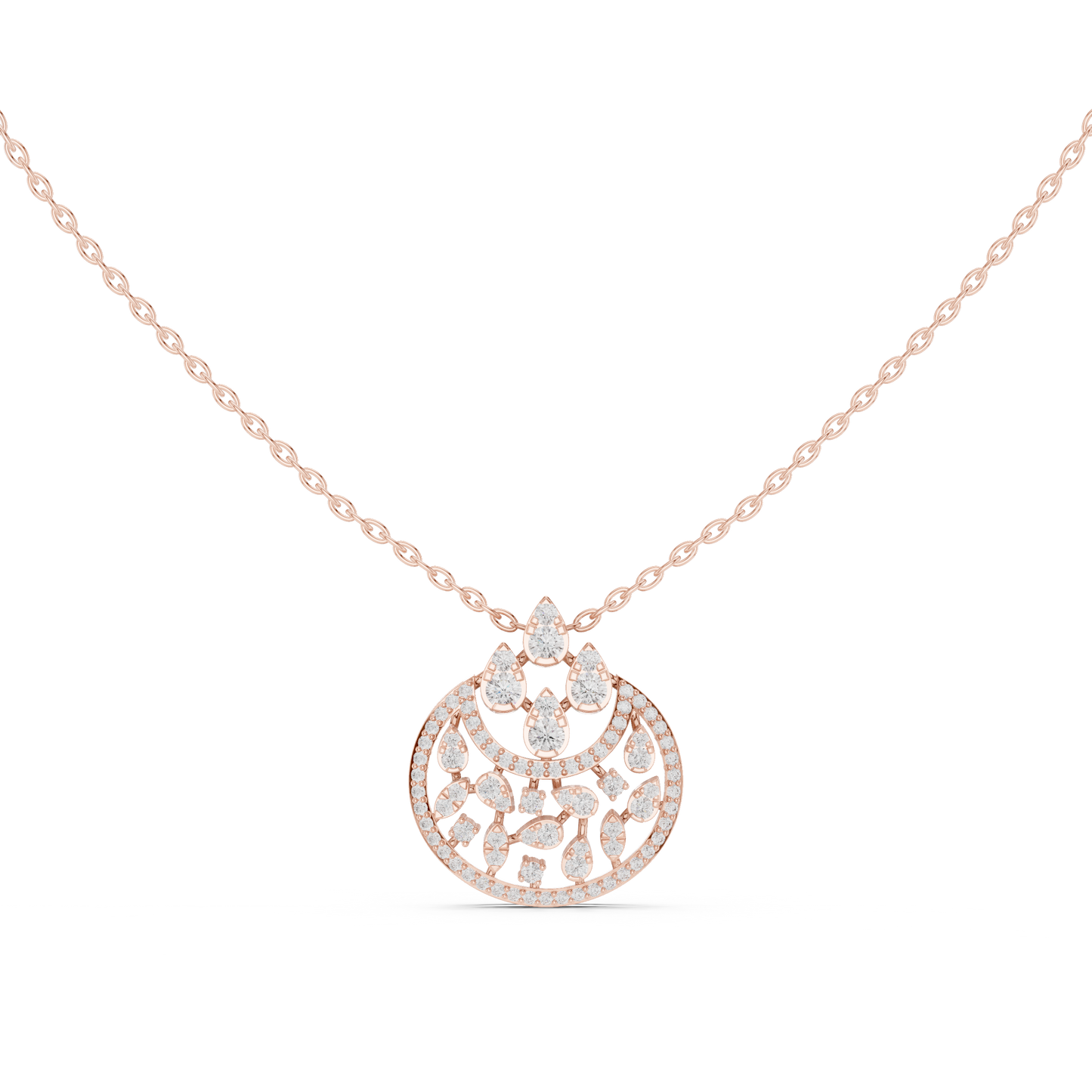 Lunar Awakening – Blooming Lab Diamond Crescent Pendant For Women