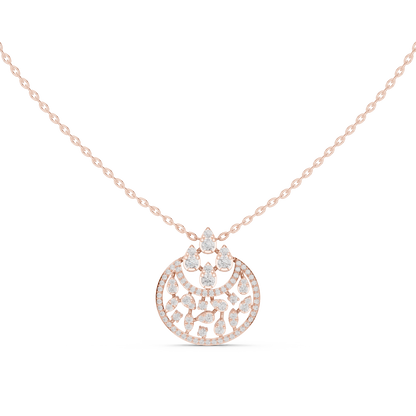 Lunar Awakening – Blooming Lab Diamond Crescent Pendant For Women