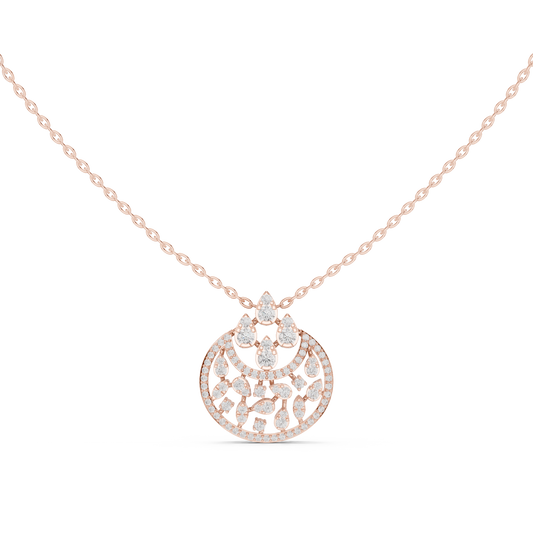 Lunar Awakening – Blooming Lab Diamond Crescent Pendant For Women