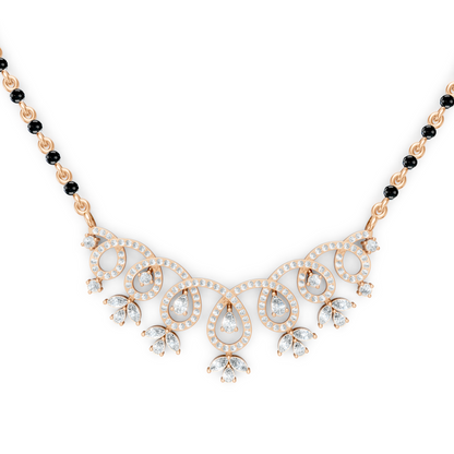 Looped Curves With Pear Shapes Lab Diamond Teardrop Mangalsutra For Women