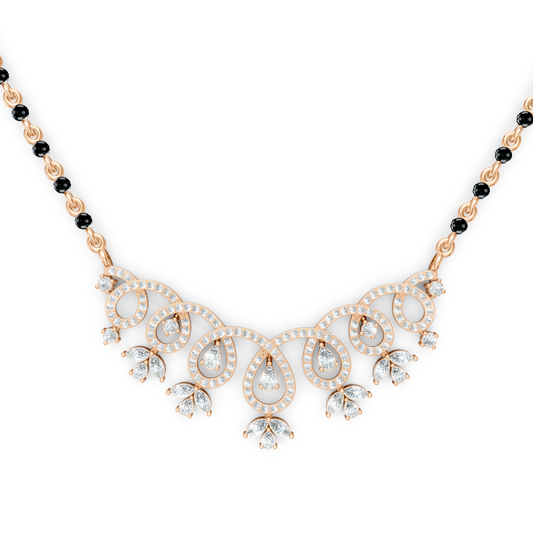 Looped Curves With Pear Shapes Lab Diamond Teardrop Mangalsutra For Women
