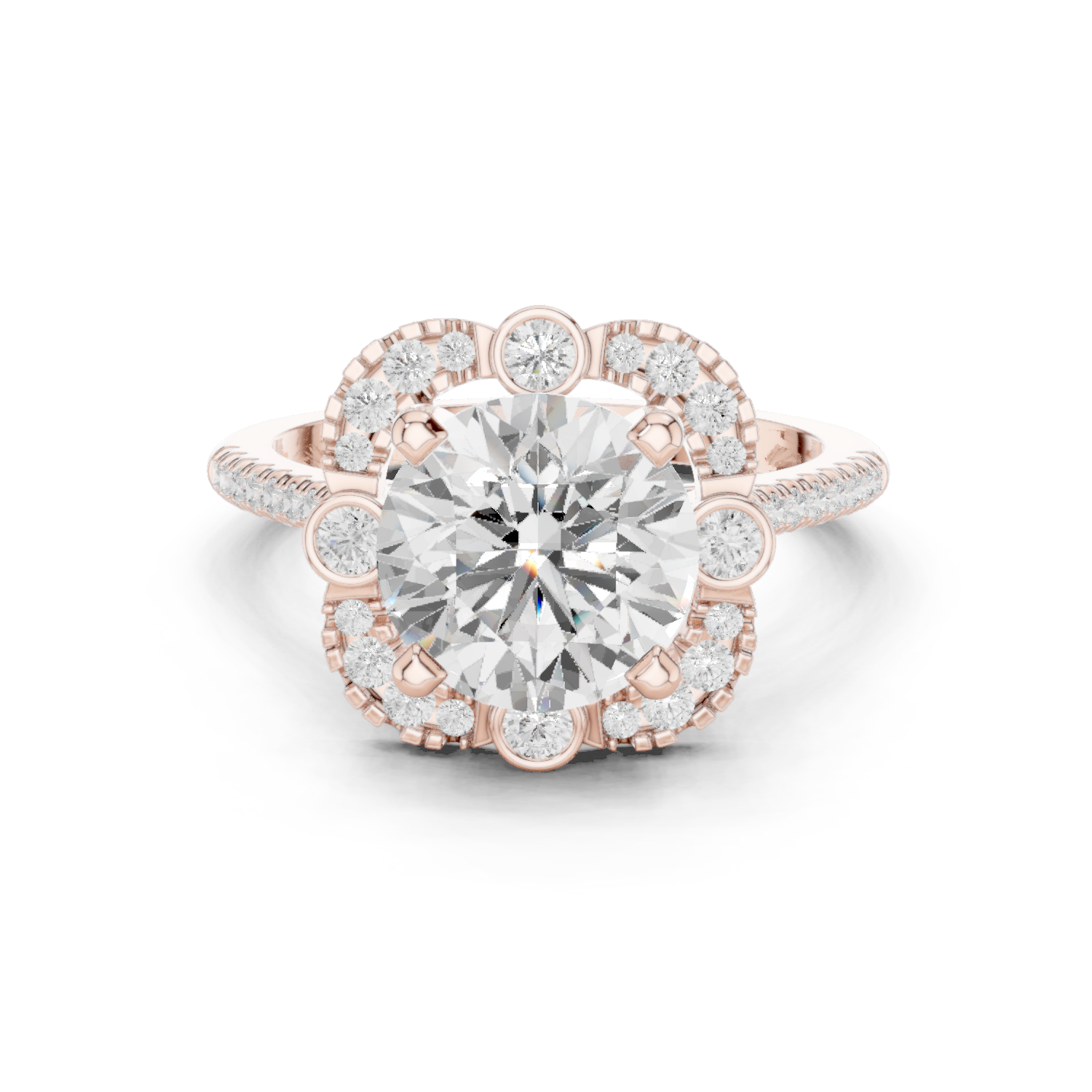 The Florescence Spark 2.5 Carat Round Lab-Grown Diamond Halo Ring