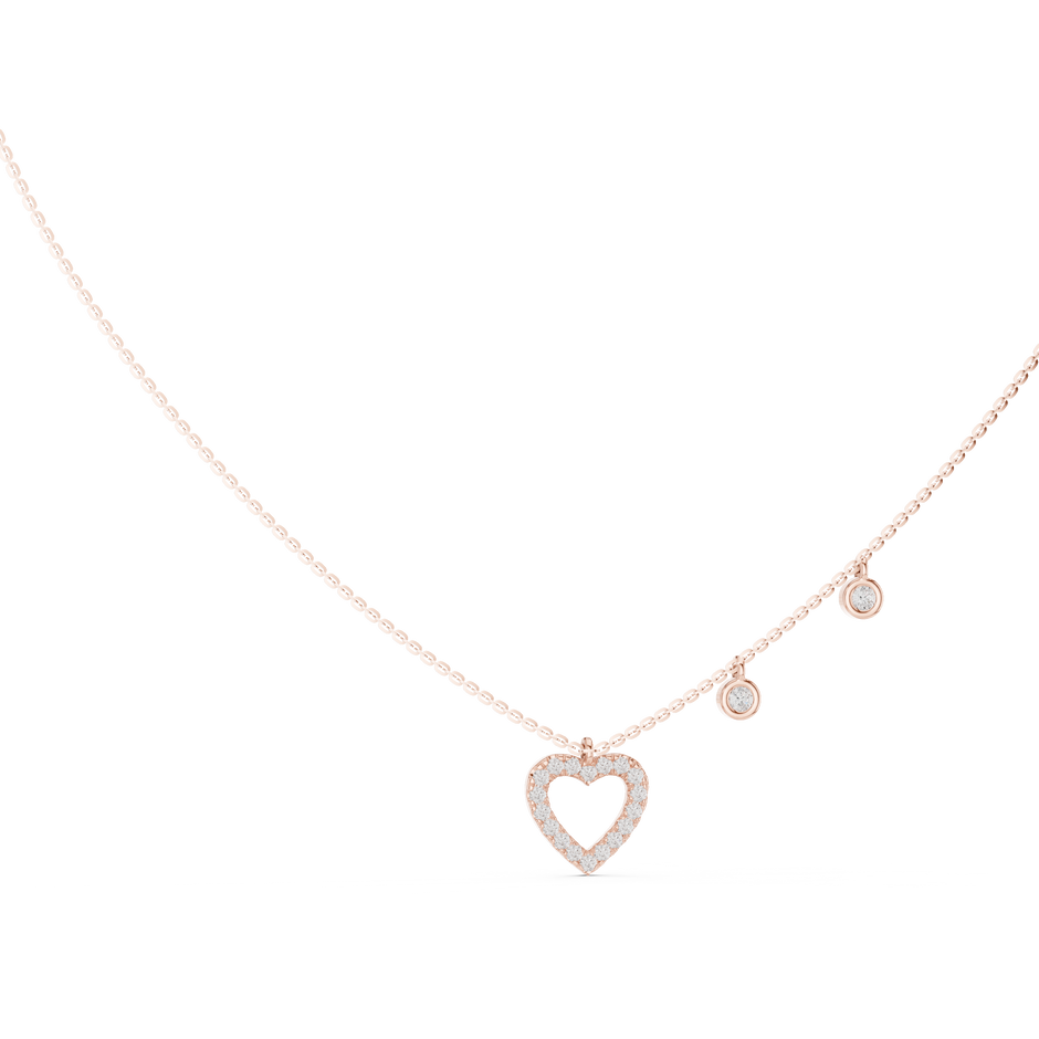 Heart Charm Lab Grown Diamond Necklace for Women | Love Pendant for Anniversary & Gift