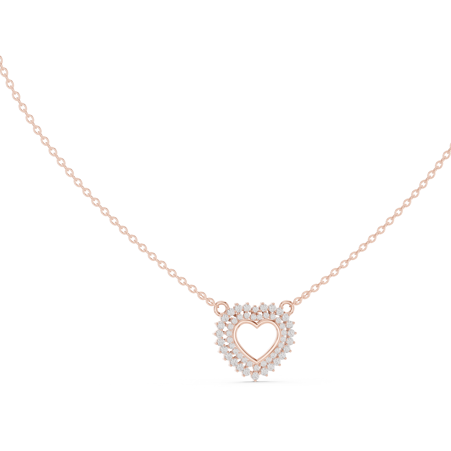 Twinkling Halo Heart Pendant Lab Diamond Necklace