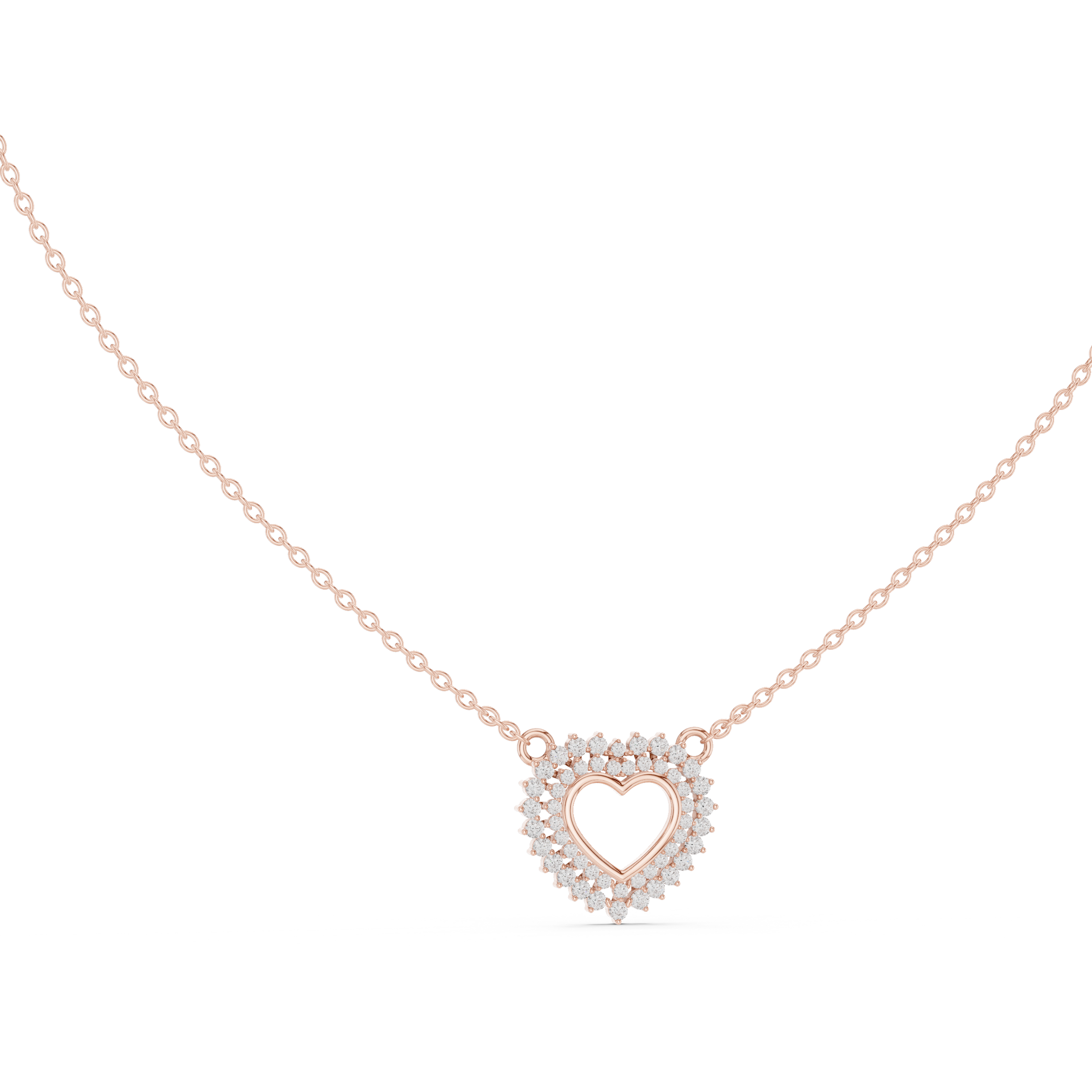Twinkling Halo Heart Pendant Lab Diamond Necklace
