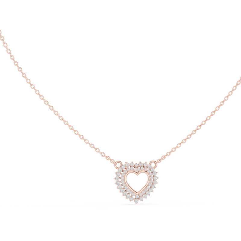 Twinkling Halo Heart Pendant Lab Diamond Necklace