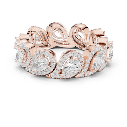 Iconic Pear Lab Diamond Halo Band Ring for Women & Girls