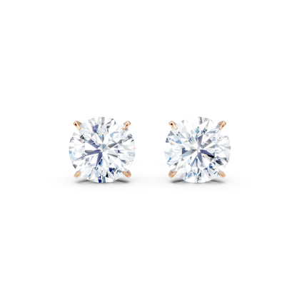 1.2 Carat Solitaire Studs For Women in 14Kt Rose Gold With Lab Diamond