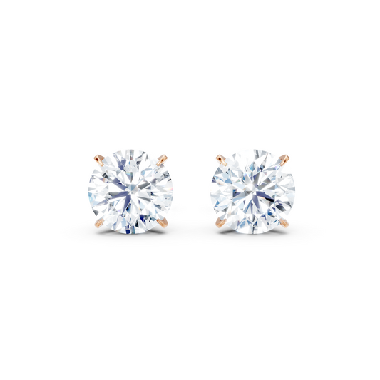 1.2 Carat Solitaire Studs For Women in 14Kt Rose Gold With Lab Diamond