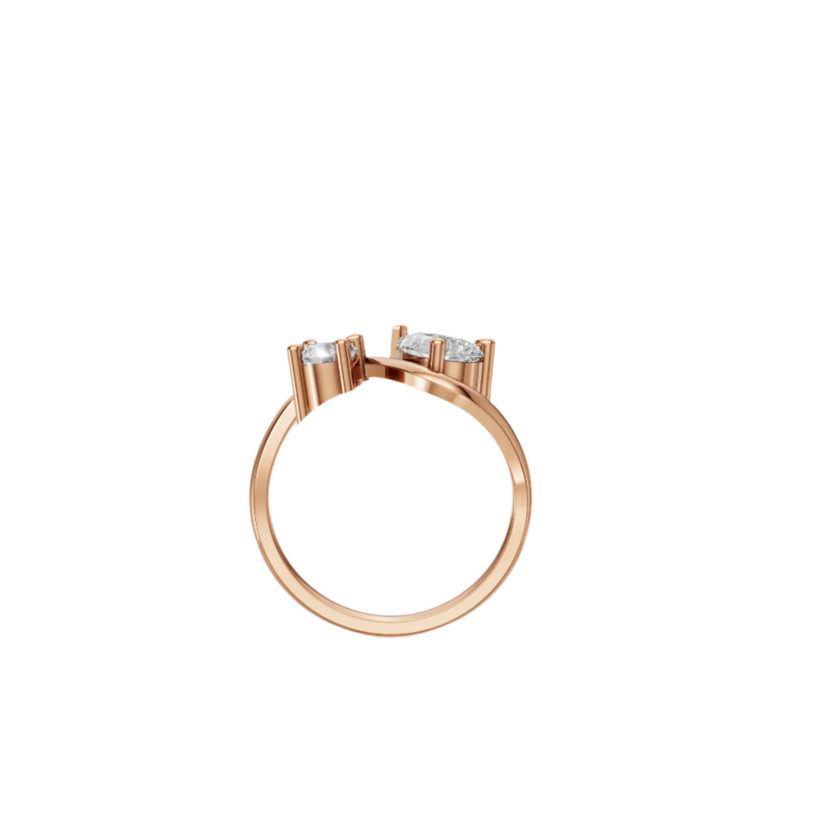 Elegant Twist Toi et Moi Lab Grown Diamond Ring | Pear & Round Cut | Luxury Crossover Design