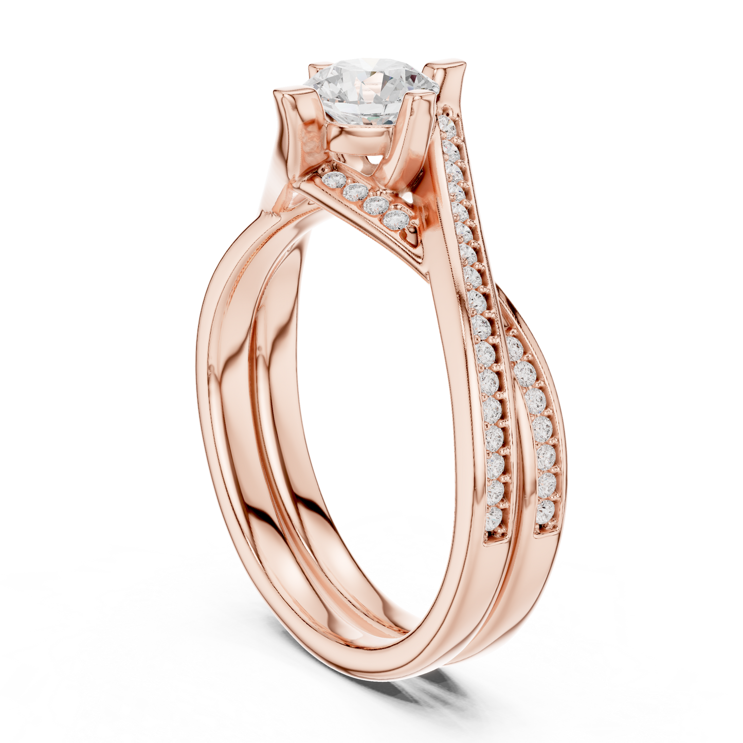 1 Carat Solitaire Lab Grown Diamond Engagement Ring With Twisted Band