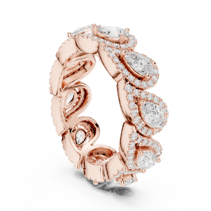 Iconic Pear Lab Diamond Halo Band Ring for Women & Girls