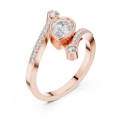 Beautiful Bright Pear Wrap Lab Diamond Ring