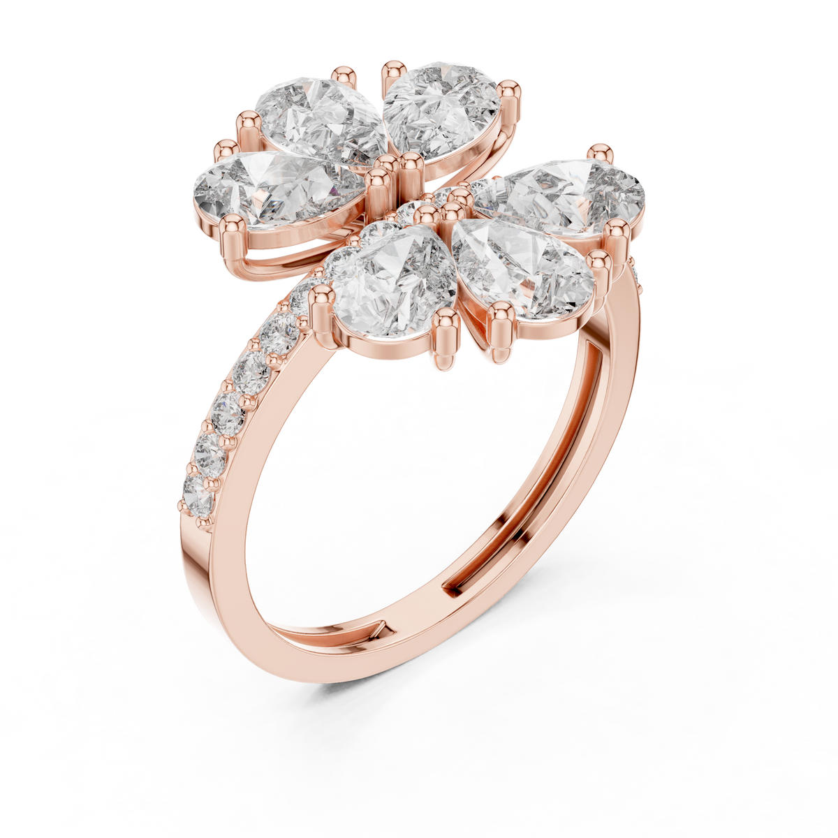 Gleaming Large Flower Lab Diamond Ring For Women
