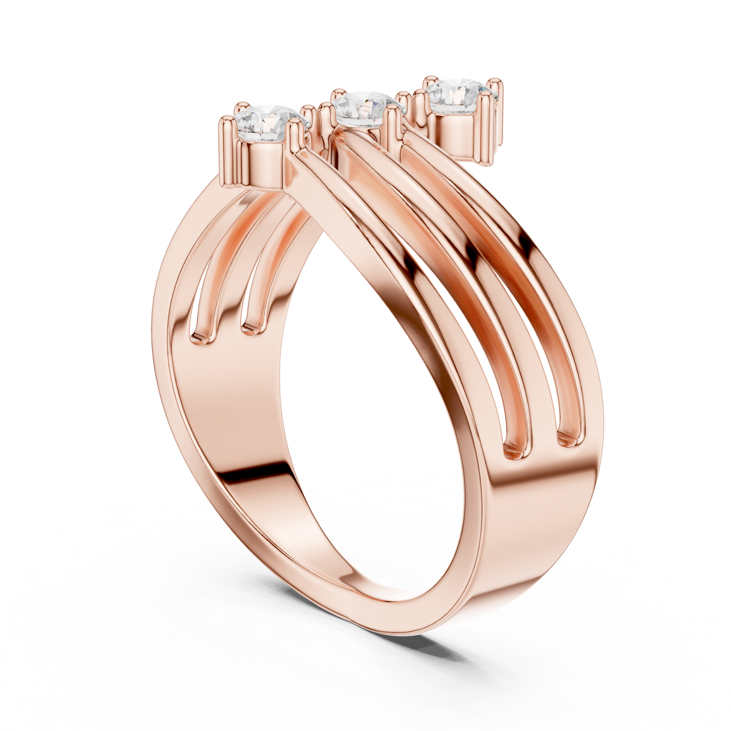 Three Drops of Light Lab Diamond Curved Ring