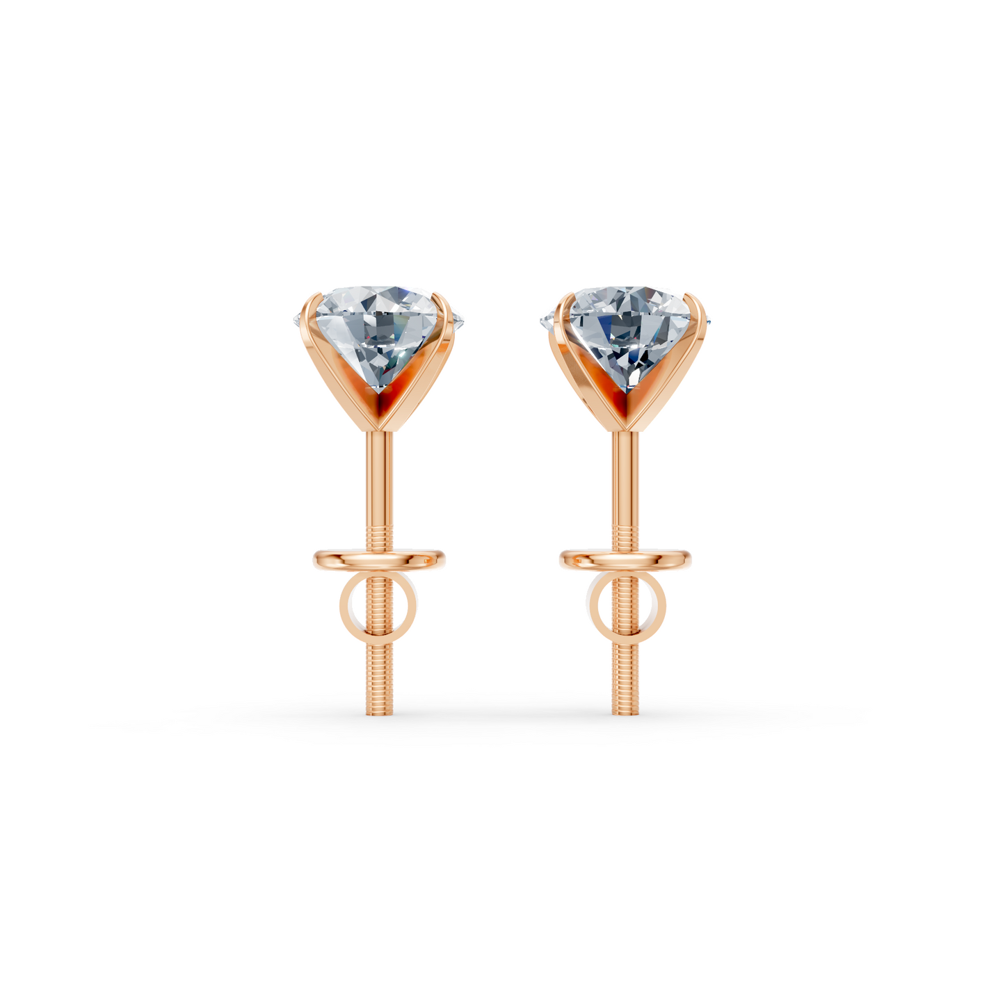 1.2 Carat Solitaire Studs For Women in 14Kt Rose Gold With Lab Diamond