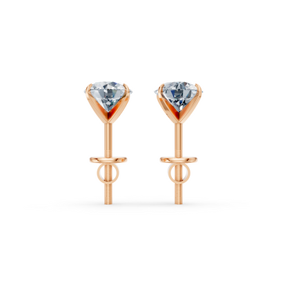 1.2 Carat Solitaire Studs For Women in 14Kt Rose Gold With Lab Diamond