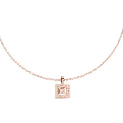 Royal Minimalism Halo Princess Pendant Necklace in Lab Diamonds