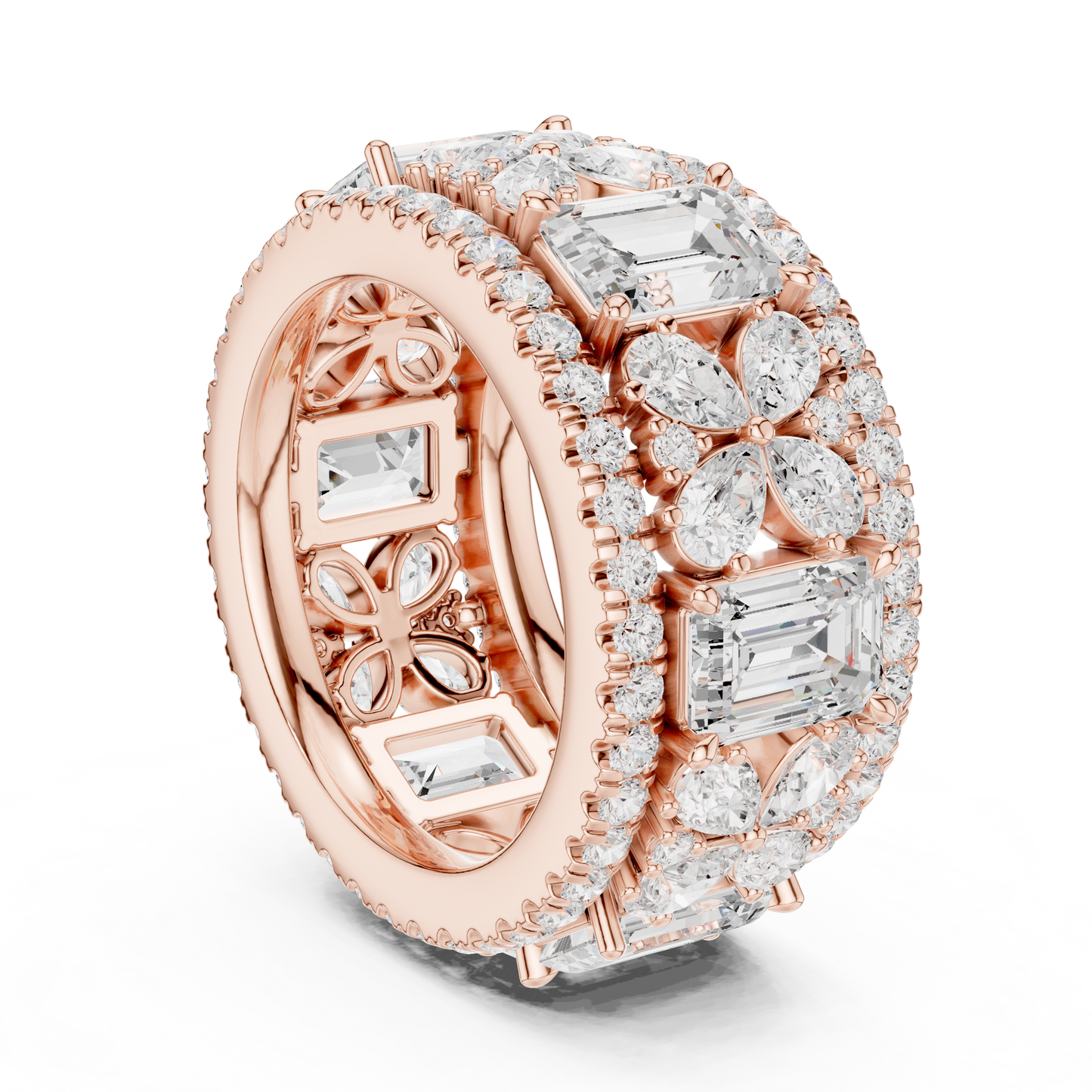 Wide Butterfly Multi-Shape Lab Grown Diamond Eternity Band Ring