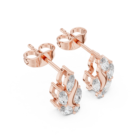 Flame Petal Lab Diamond Stud Earrings