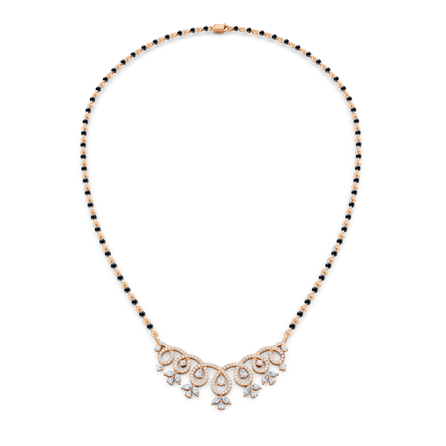 Looped Curves With Pear Shapes Lab Diamond Teardrop Mangalsutra For Women