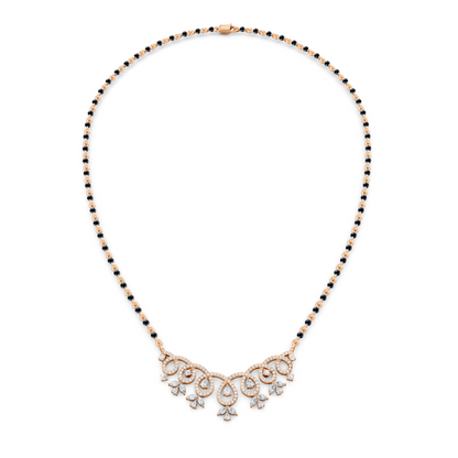Looped Curves With Pear Shapes Lab Diamond Teardrop Mangalsutra For Women
