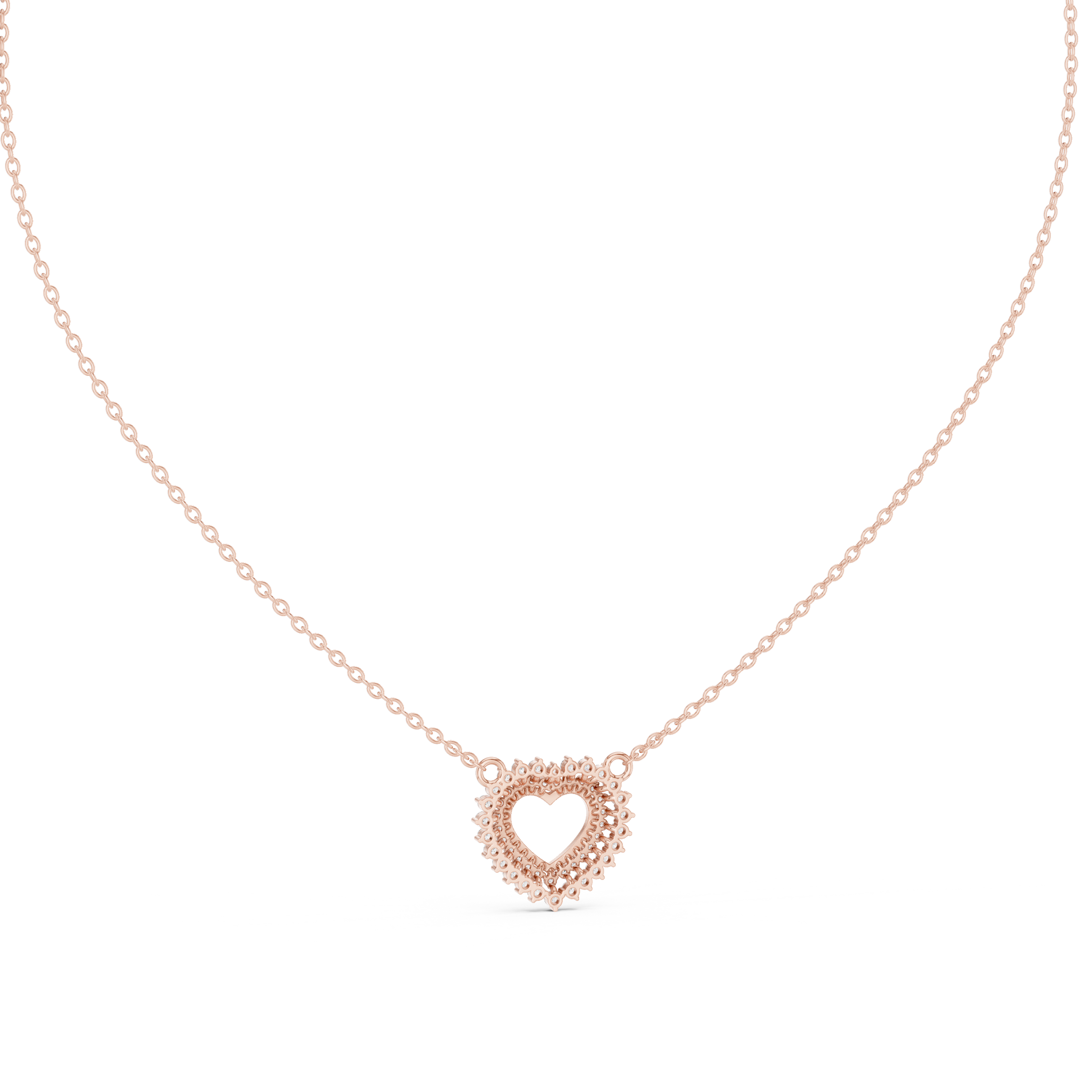 Twinkling Halo Heart Pendant Lab Diamond Necklace